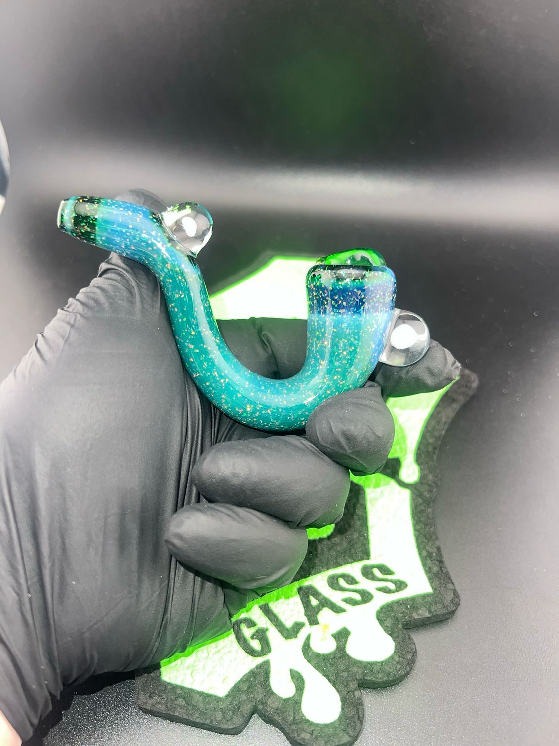 Experimental Green Crushed Opal Sherlock With Two Tumbled Opals.