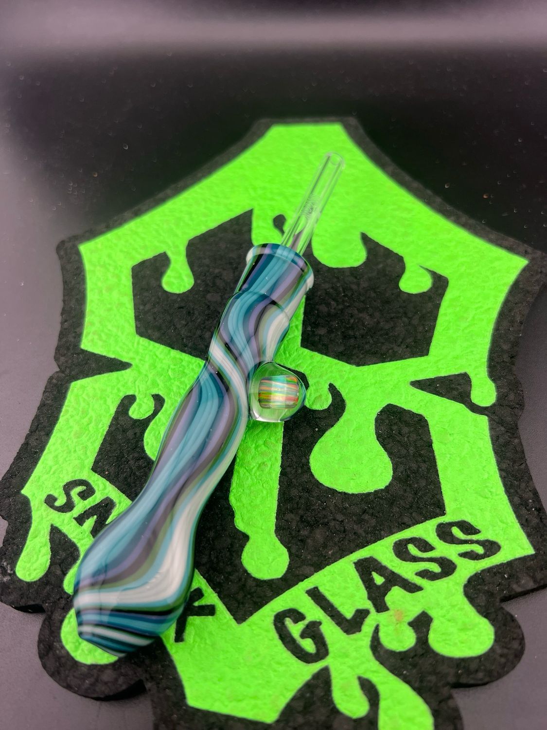 14mm Nectar Collector With Banded Opal and a flat mouthpiece. Nastee X Snook Quartz tip included.