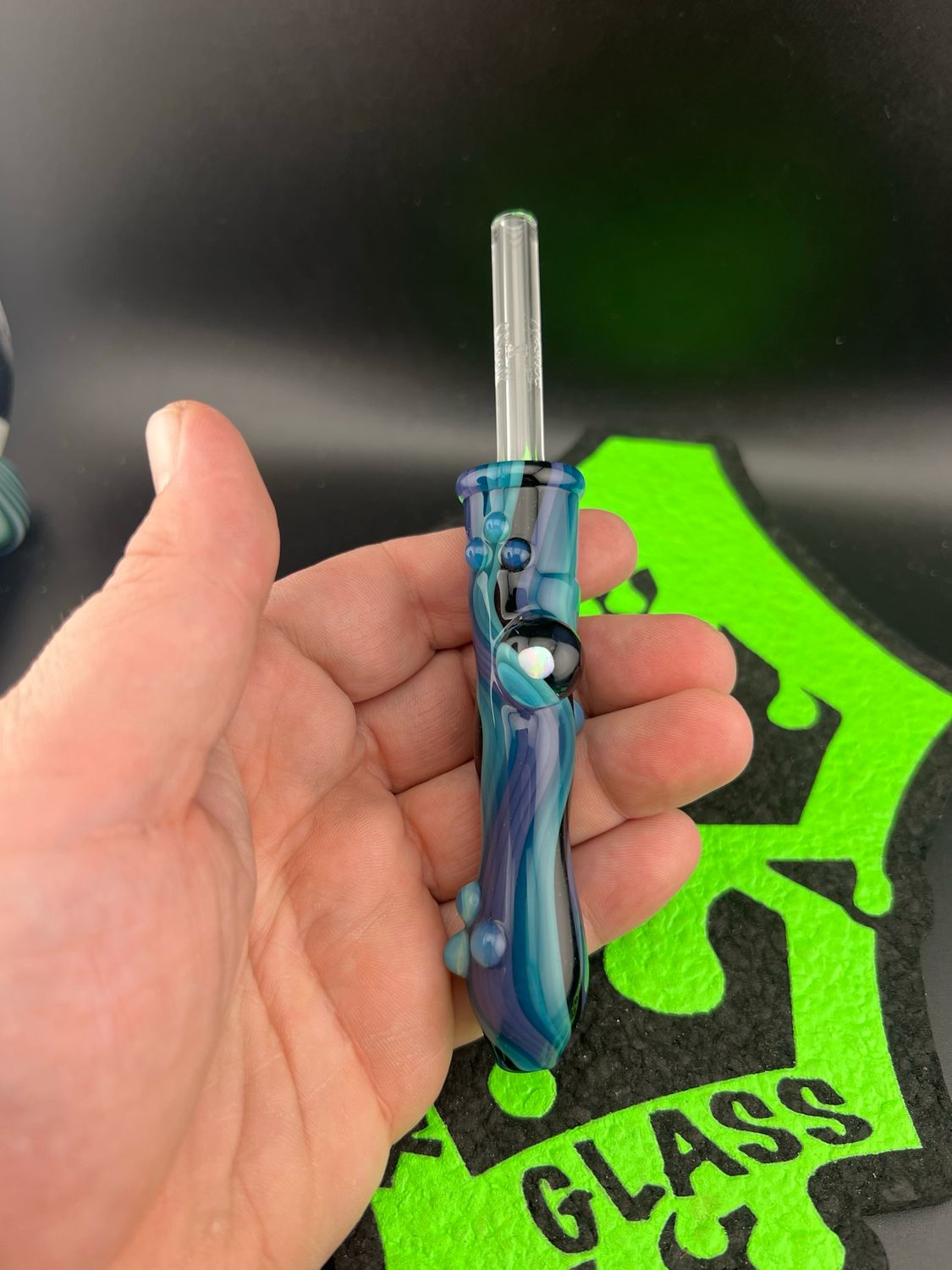 10mm Nectar Collector With Tumbled Opal Accent. Includes Nastee X Snook Etched Tip