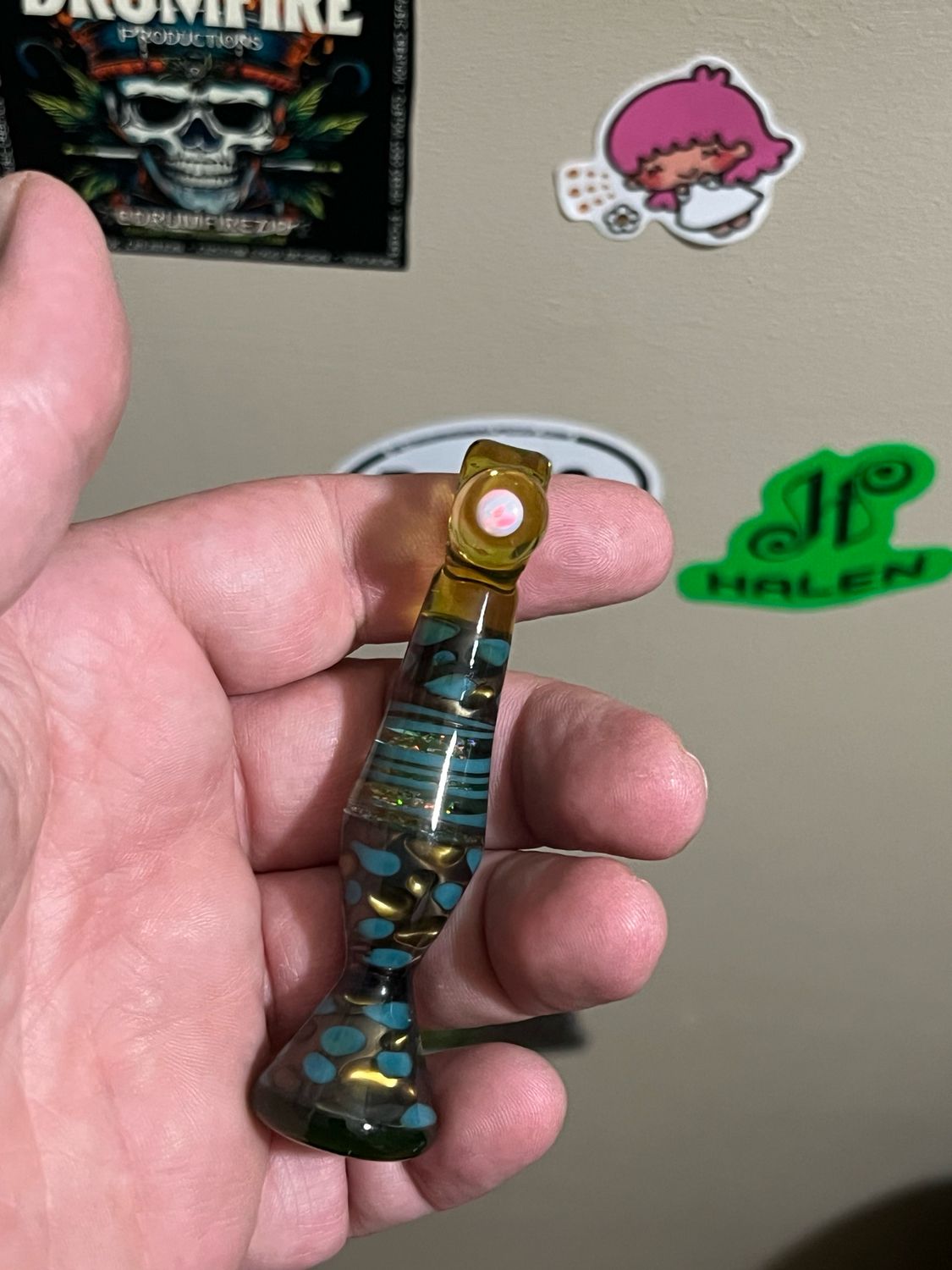 Summer Series Offering #28. Lava Lamp Pendant. Electrum,Aqua Azul,Citrine And ION Crushed Opal With Opal Share Accent.