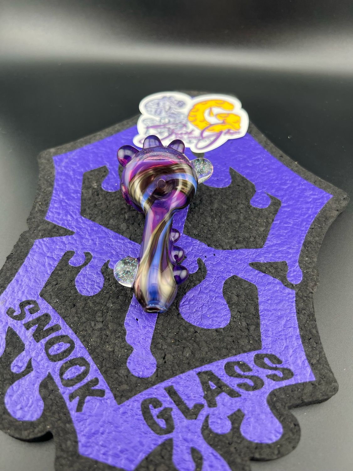 Snook Glass Spoon With Crushed Opal End Cap And Cropal Accents. Royal Jelly,electrum,Neo Opal