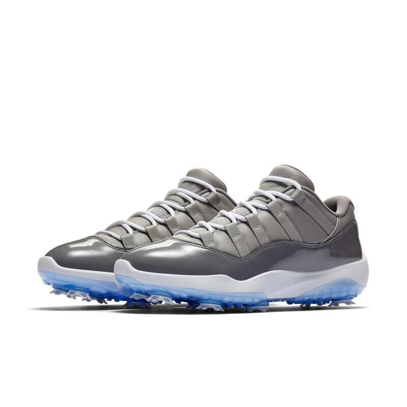 Air Jordan 11 Spiked Golf Shoe Grey / White