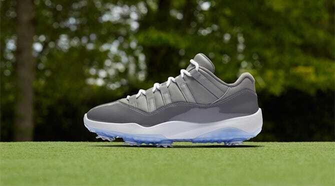 Air Jordan 11 Spiked Golf Shoe Grey / White