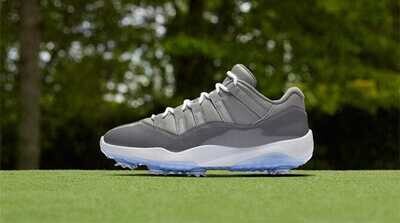 Air Jordan 11 Spiked Golf Shoe Grey / White