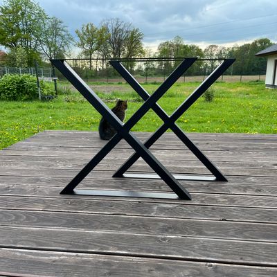 X Shape Table Legs, Set of 2, Industrial Table Legs, Iron Legs for Reclaimed Wood, Metal Dining Table Legs, X shaped table base, N11
