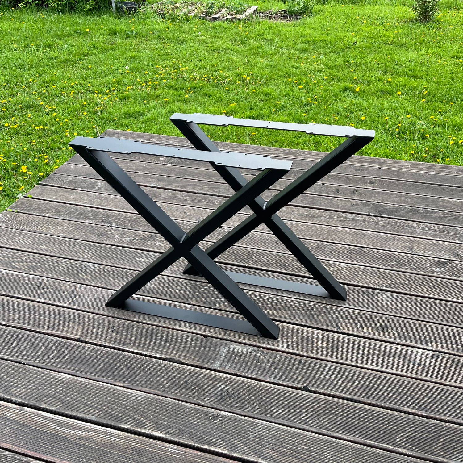 X-Shape Steel Table Legs (Set of 2): Industrial Dining Table Base, Ready To Ship, N11