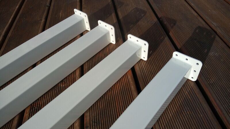 Square Steel Table Legs — Flush Mount with Adjustable Feet | N127s