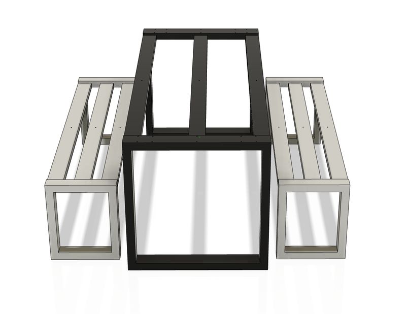 F1 Table base + 2X Bench frames customized, Anthracite RAL 7016