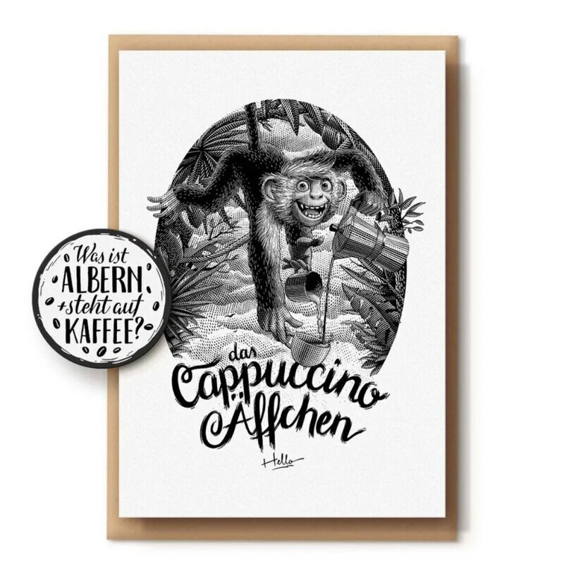 Das Cappuccino Äffchen Siebdruck Das Cappuccino Äffchen Siebdruck