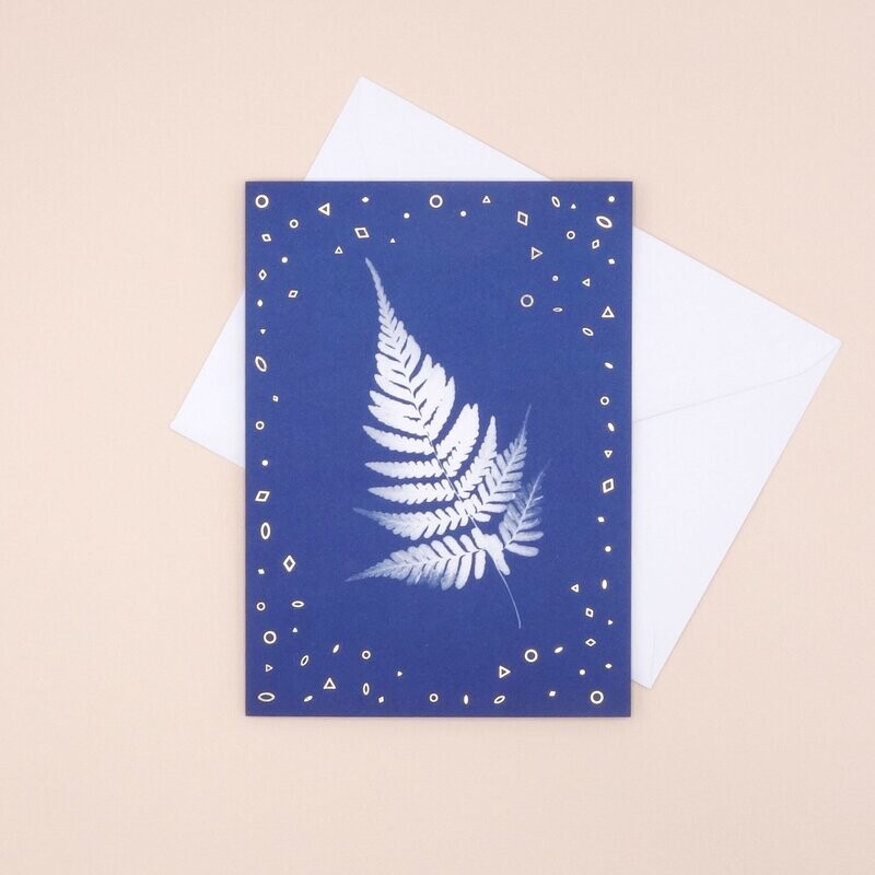 Grußkarte im Cyanotype-Design - Farn Grußkarte im Cyanotype-Design - Farn