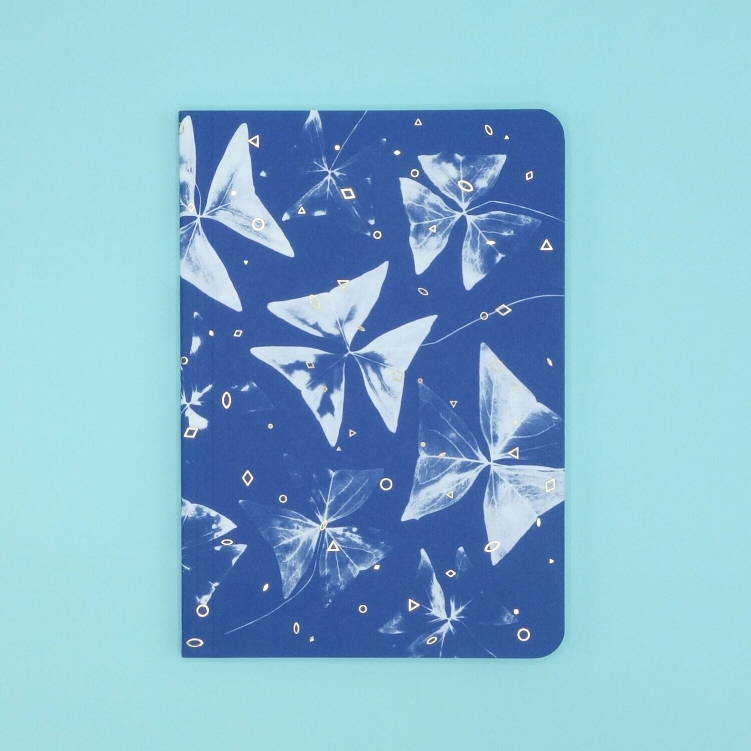 Notizbuch im Cyanotype-Design - Japanischer Klee