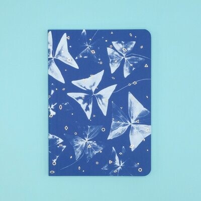 Notizbuch im Cyanotype-Design - Japanischer Klee