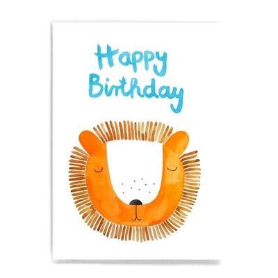 Postkarte "Happy Birthday" mit Löwe