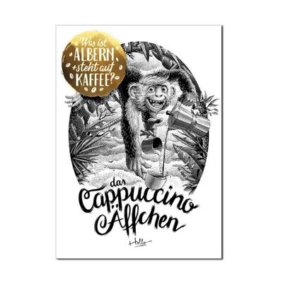 Das Cappuccino Äffchen Postkarte Das Cappuccino Äffchen Postkarte