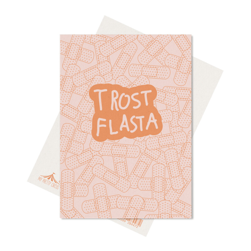 Postkarte Postkarte "TROST FLASTA" Korallrot