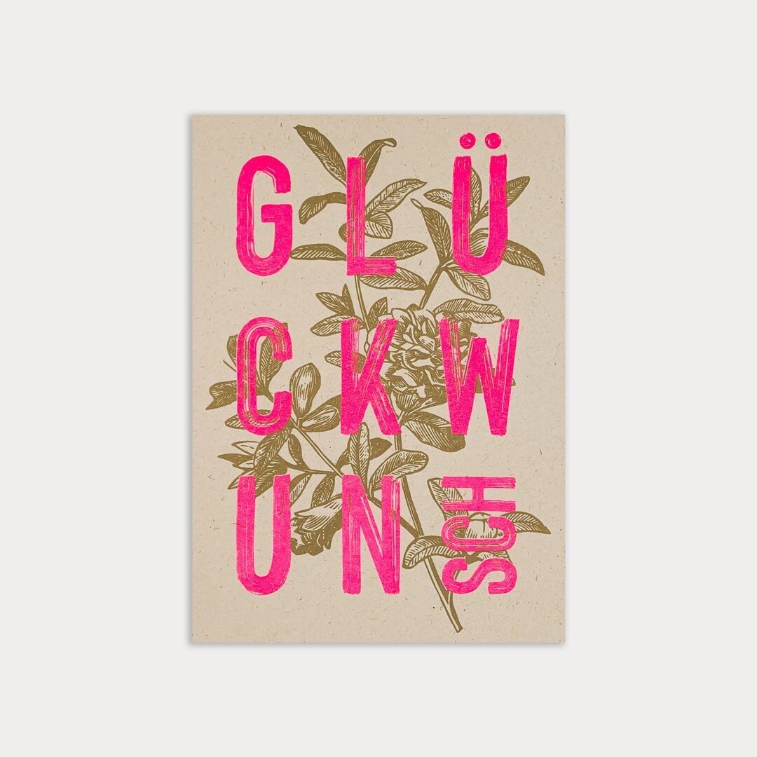 Karte "Glückwunsch" Rustic Natur Neon