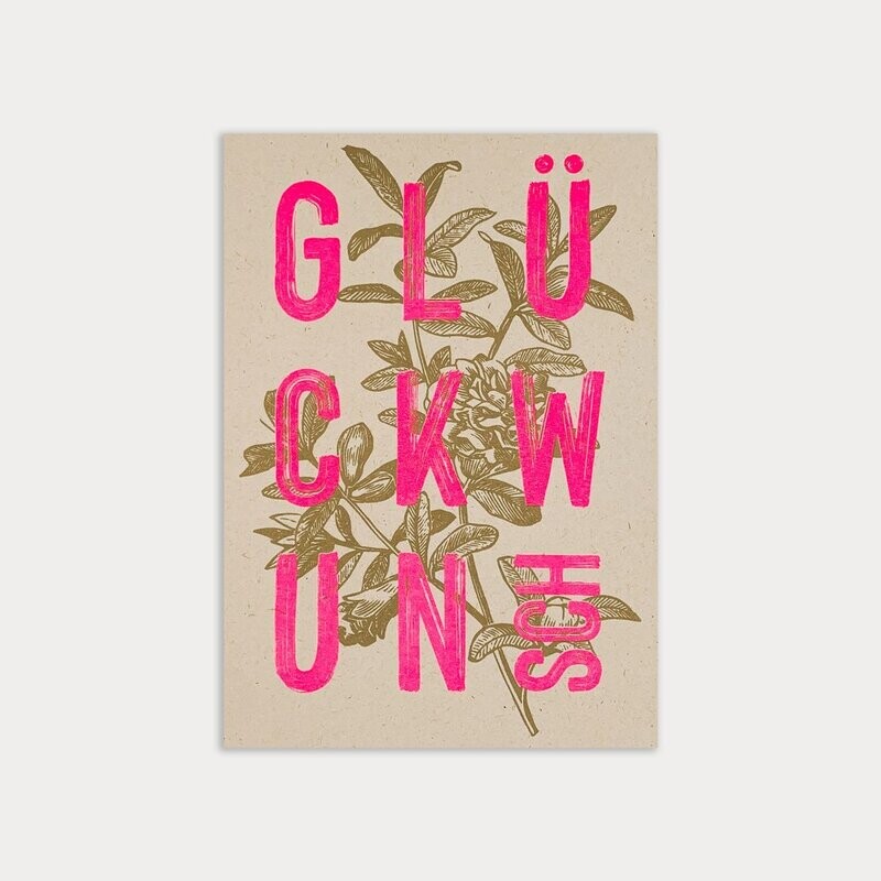 Karte Karte "Glückwunsch" Rustic Natur Neon