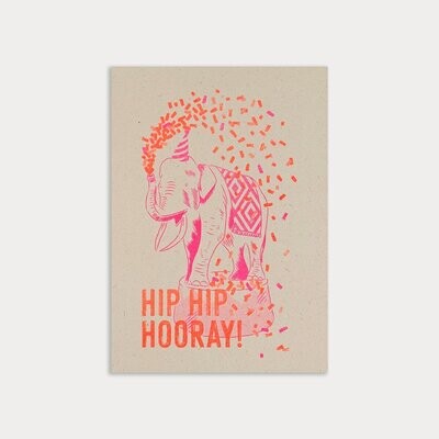 Karte Karte "Hip Hip Hooray!" Rustic Natur Neon