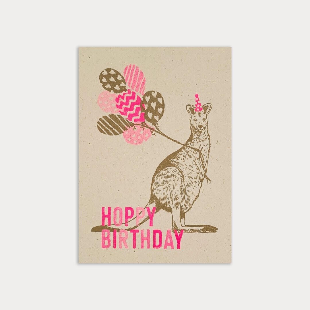Karte "Hoppy Birthday" Rustic Natur Neon