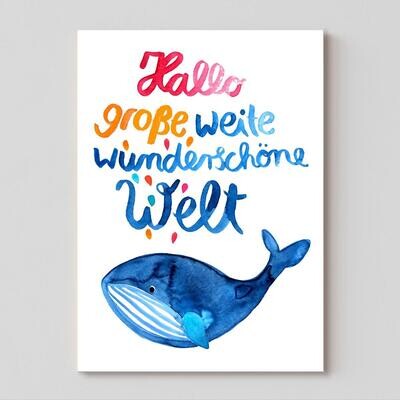 Postkarte "Hallo große weite wunderschöne Welt"