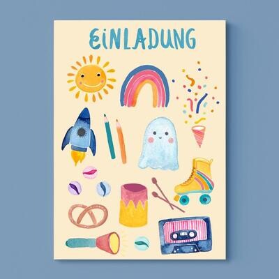 Postkarte Einladung rosa Hintergrund