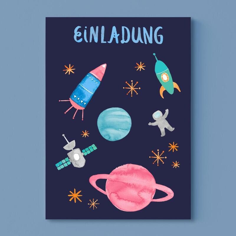 Postkarte Einladung Weltall Postkarte Einladung Weltall