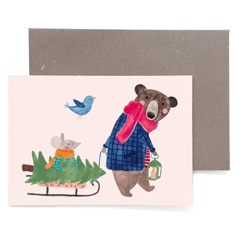Grußkarte Grußkarte "Bär und Maus" zu Weihnachten