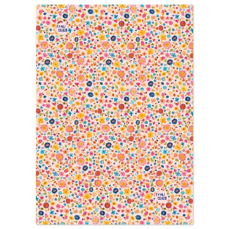 Geschenkpapier mit bunten Blumen Geschenkpapier mit bunten Blumen