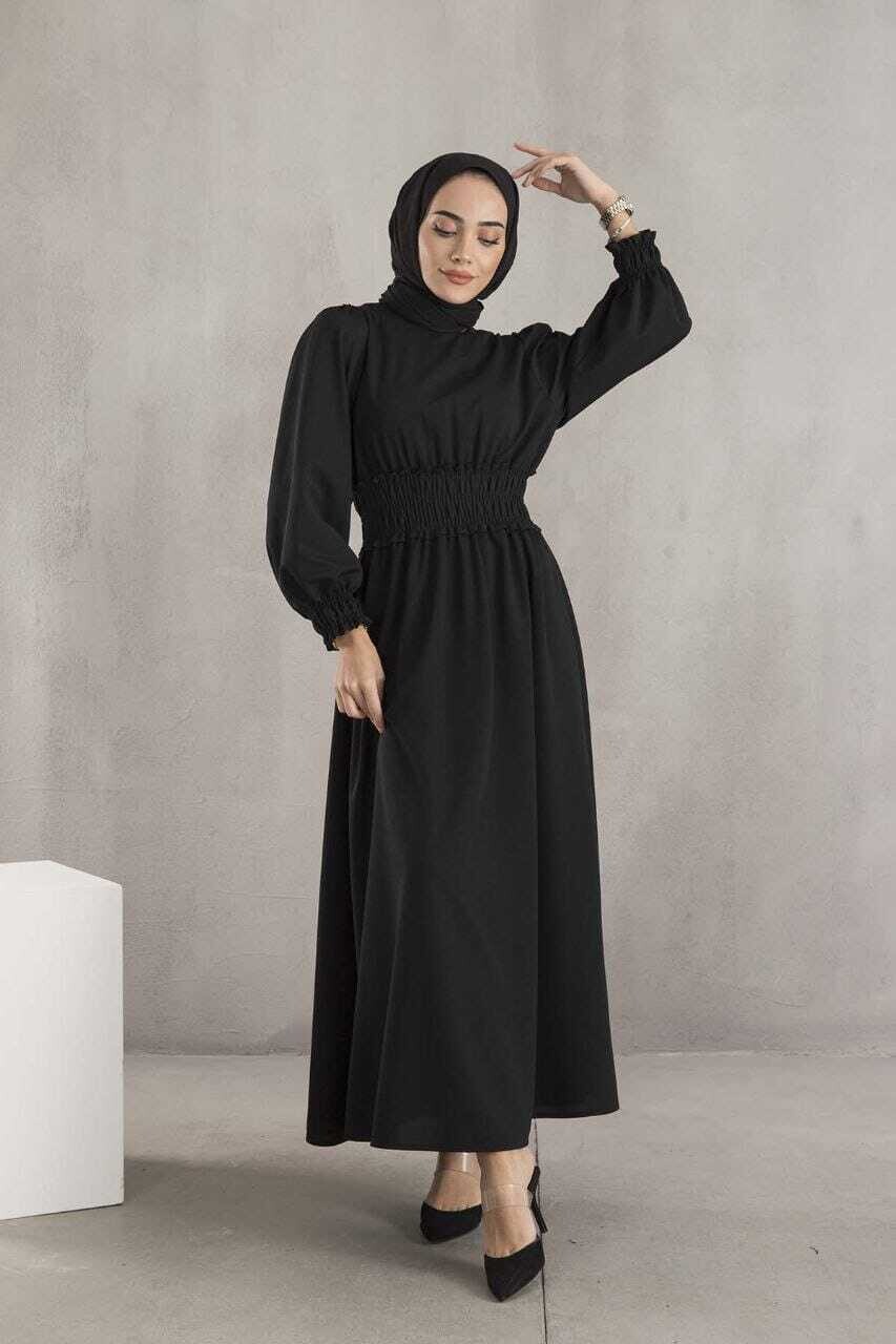Kleid mit betonter Taille - Schwarz 
(Größe: 36/38)