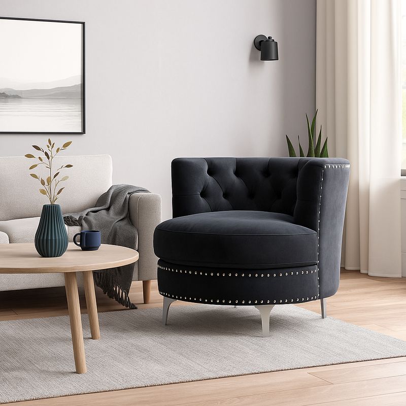 SILLON CIRCULAR PEQUEÑO CON RESPALDO CAPITONE Y TACHAS