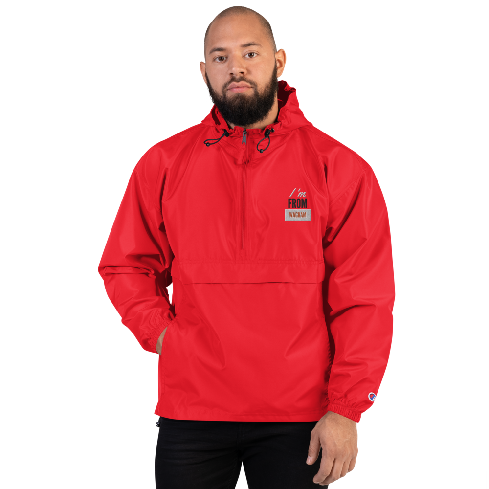 Embroidered Champion Packable Jacket - &quot;I&#39;m From Wagram&quot; - Red