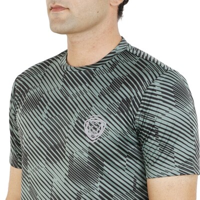 Olive Green Stripes GymTiger Performance T-Shirt