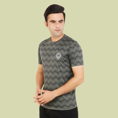 Olive Green Wave GymTiger Performance T-Shirt