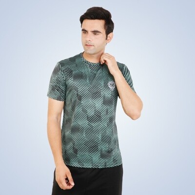 Olive Green Stripes GymTiger Performance T-Shirt