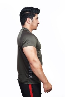 Mens T-Shirt Print Olive