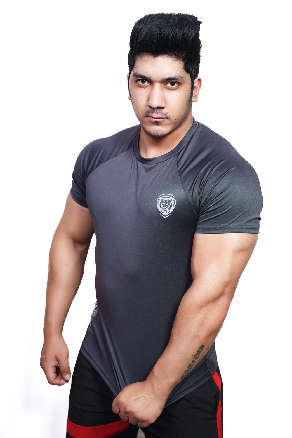 Mens T-Shirt Print Grey