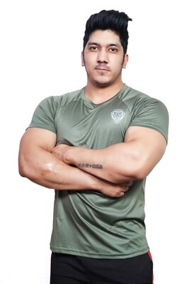 Gymtiger Mens T-Shirt Hexa Print Olive