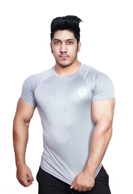 Mens T-Shirt Hexa Print Grey