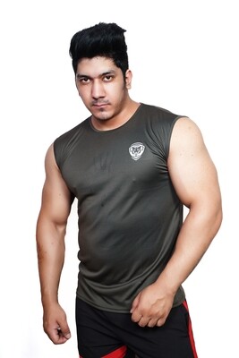 Mens T-Shirt w/o Sleeves Olive