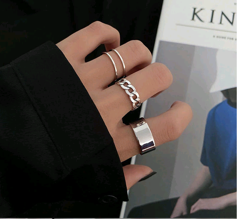 Fashion Simple Vintage Silver Color Rings Set For Women Korean Style Knuckles Jewelry Joint Tail Artistic Design Punk Ring Trend