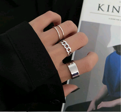 Fashion Simple Vintage Silver Color Rings Set For Women Korean Style Knuckles Jewelry Joint Tail Artistic Design Punk Ring Trend
