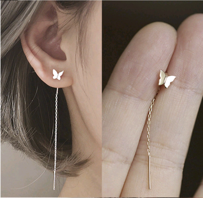 Fashion Long Tassel Butterfly Drop Earrings Silver Color 2020 Trendy Hanging Women Earrings Pair Summer Jewelry Girls Party Gift