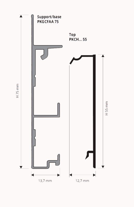 Alumīnija grīdlīste PROSKIRTING CHANNEL