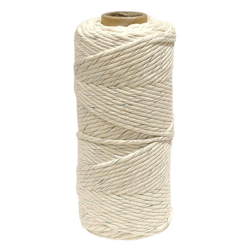 Premium Super Soft Cream Sparkle 3mm x 100m Macramé Cotton Cord