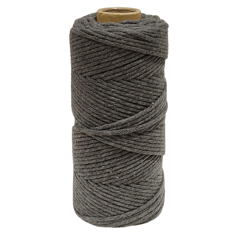 Premium Super Soft Dark Grey 3mm x 100m Macramé Cotton Cord