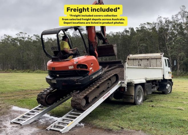 Whipps Ramps 6 Tonne Capacity - 3.6 metres long Aluminium Machinery excavator loading ramps 