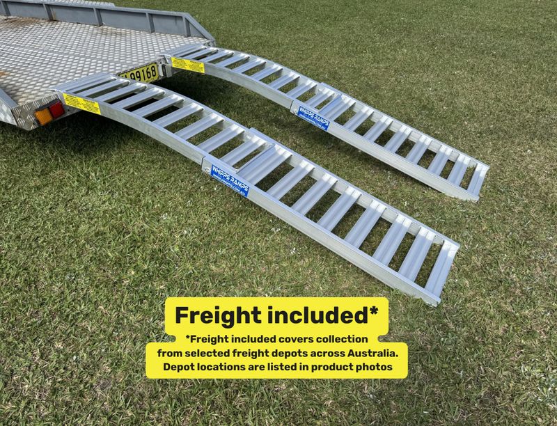 Whipps Ramps 2.5 metres long curved folding aluminium  loading ramps for loading zero turn, ride-on and lawn tractors
