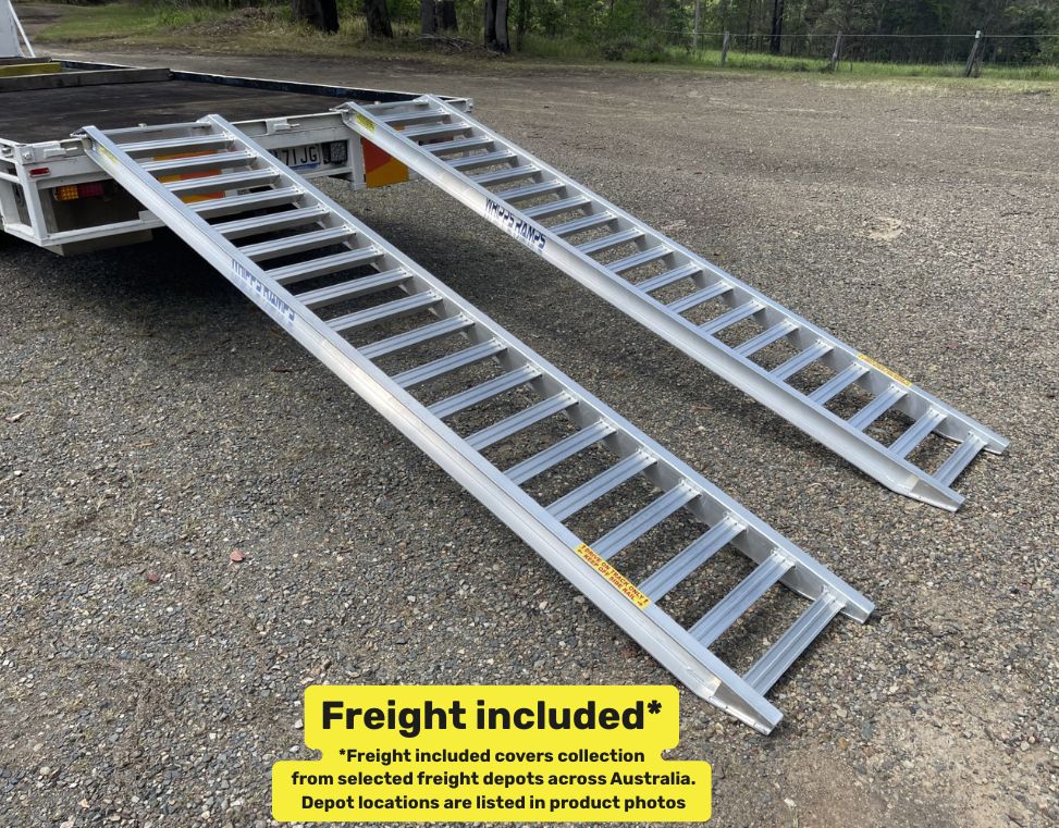 Machinery Ramps - 4.5 tonne capacity - 3.3 metres long Whipps Ramps 4.5 tonne capacity 3.3 metres long aluminium machinery, excavator, skidsteer loader loading ramps