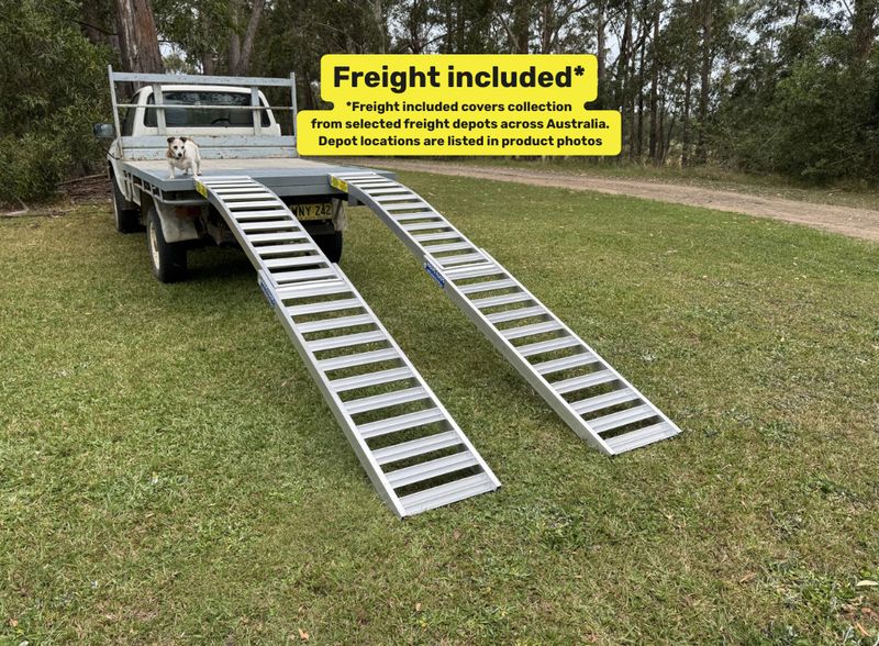Whipps Ramps 3.5 metres long curved folding aluminium  loading ramps for loading zero turn, ride-on and lawn tractors