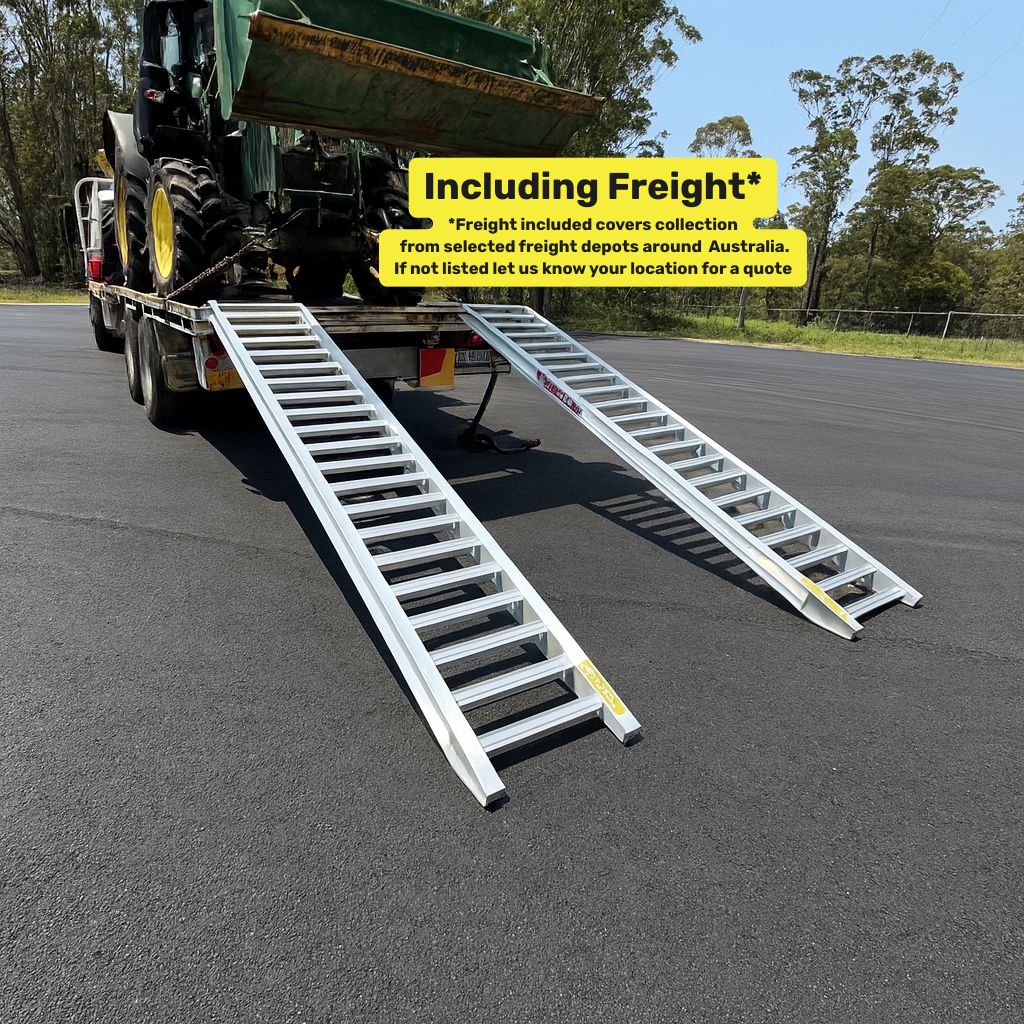Whipps Ramps 5 Tonne Capacity - 3.6 metres long Aluminium Machinery tractor loading ramps, rubber track loading ramps